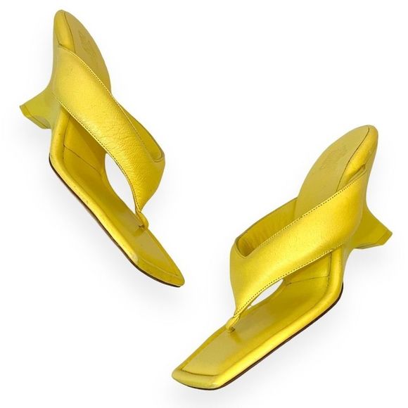 GIA BORGHINI Puffy Leather Square Toe Sandals Butter Yellow Womens Size 39 - Picture 2 of 11
